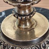 Table lamp base candlestick in chiselled brass and marble base.