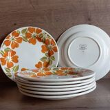 8 Digoin seventies floral dessert plates