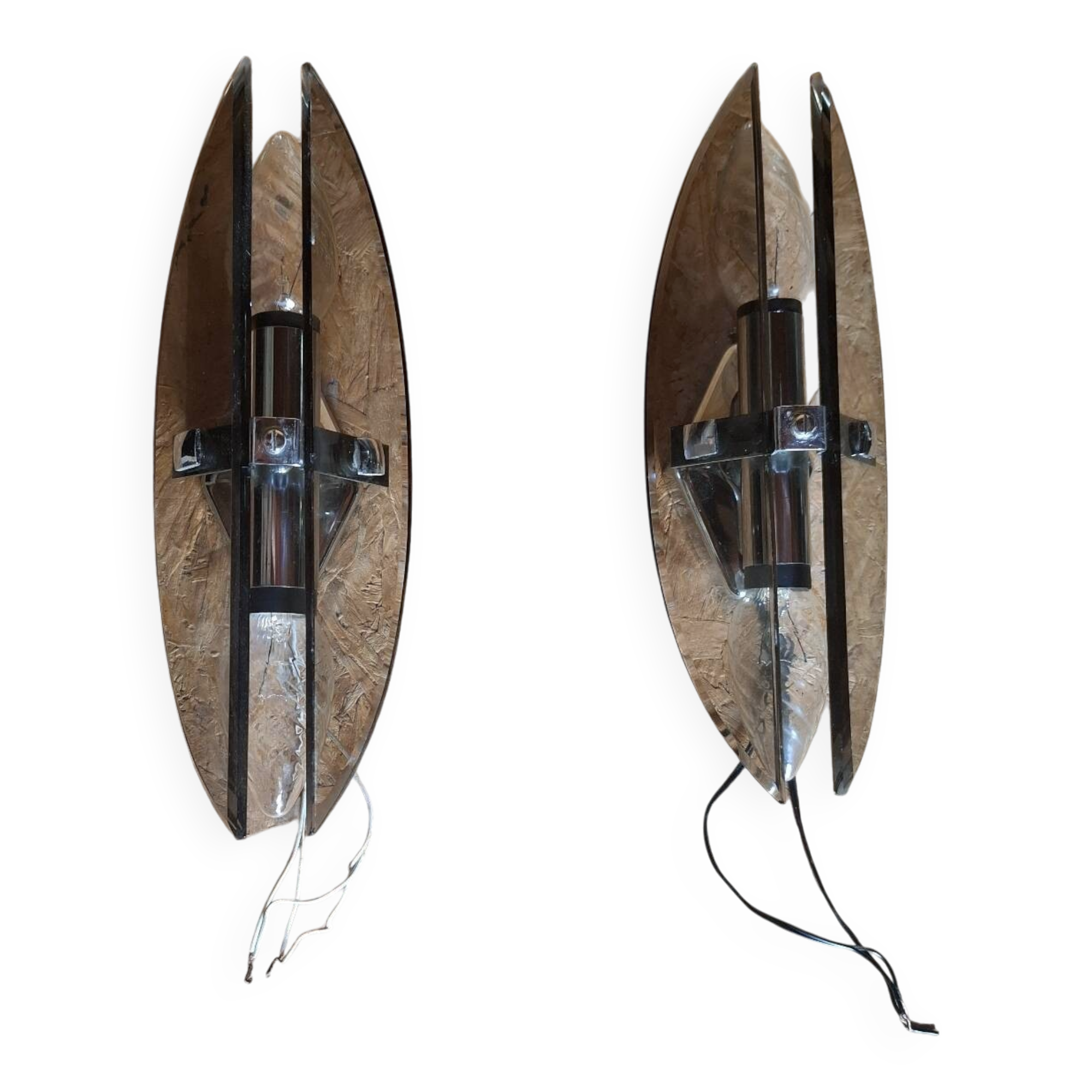 Smoked glass wall lights