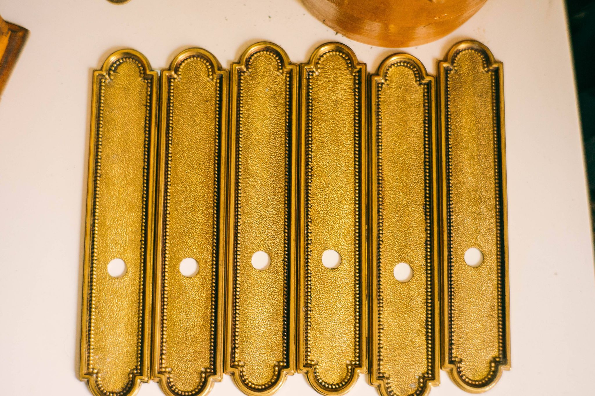 6 Vintage Solid Brass Door Plates Wall Hanging