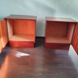 Lot of 2 vintage wooden bedside tables 70s