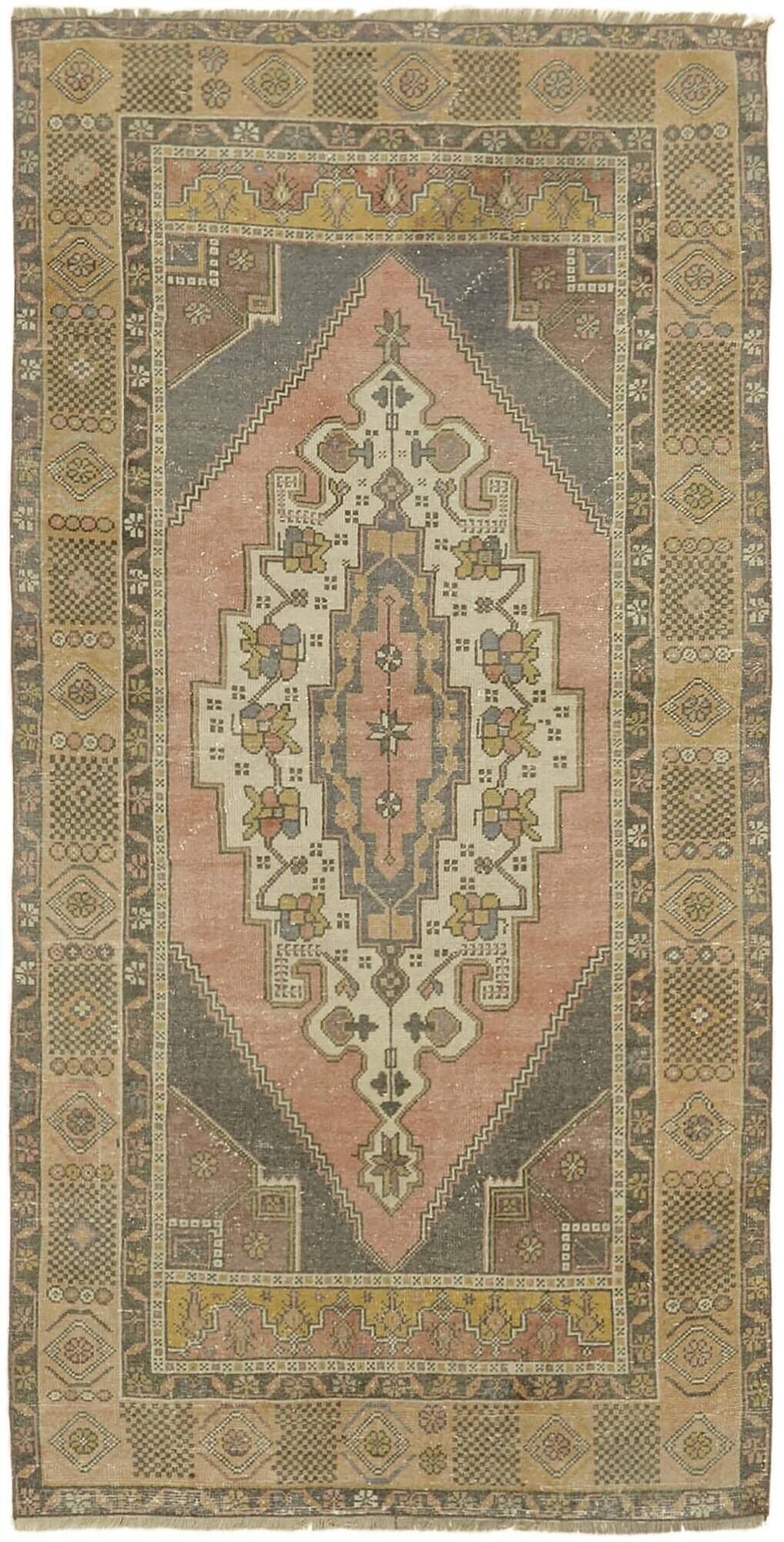 Turkish Vintage Anatolian Rug 122 cm x 243 cm