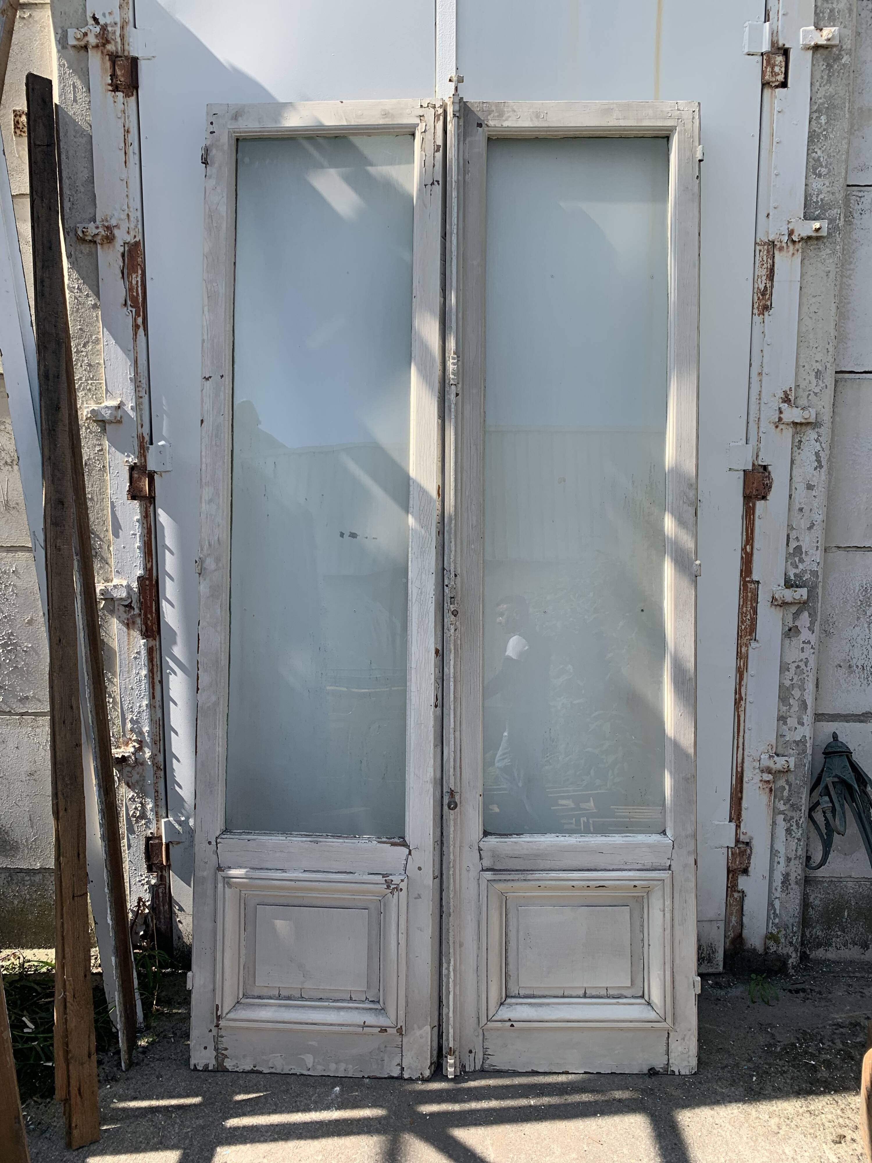French window with two leaves in solid oak XX century