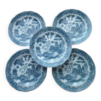 5 Porcelain dessert plates with "Pagoda" design