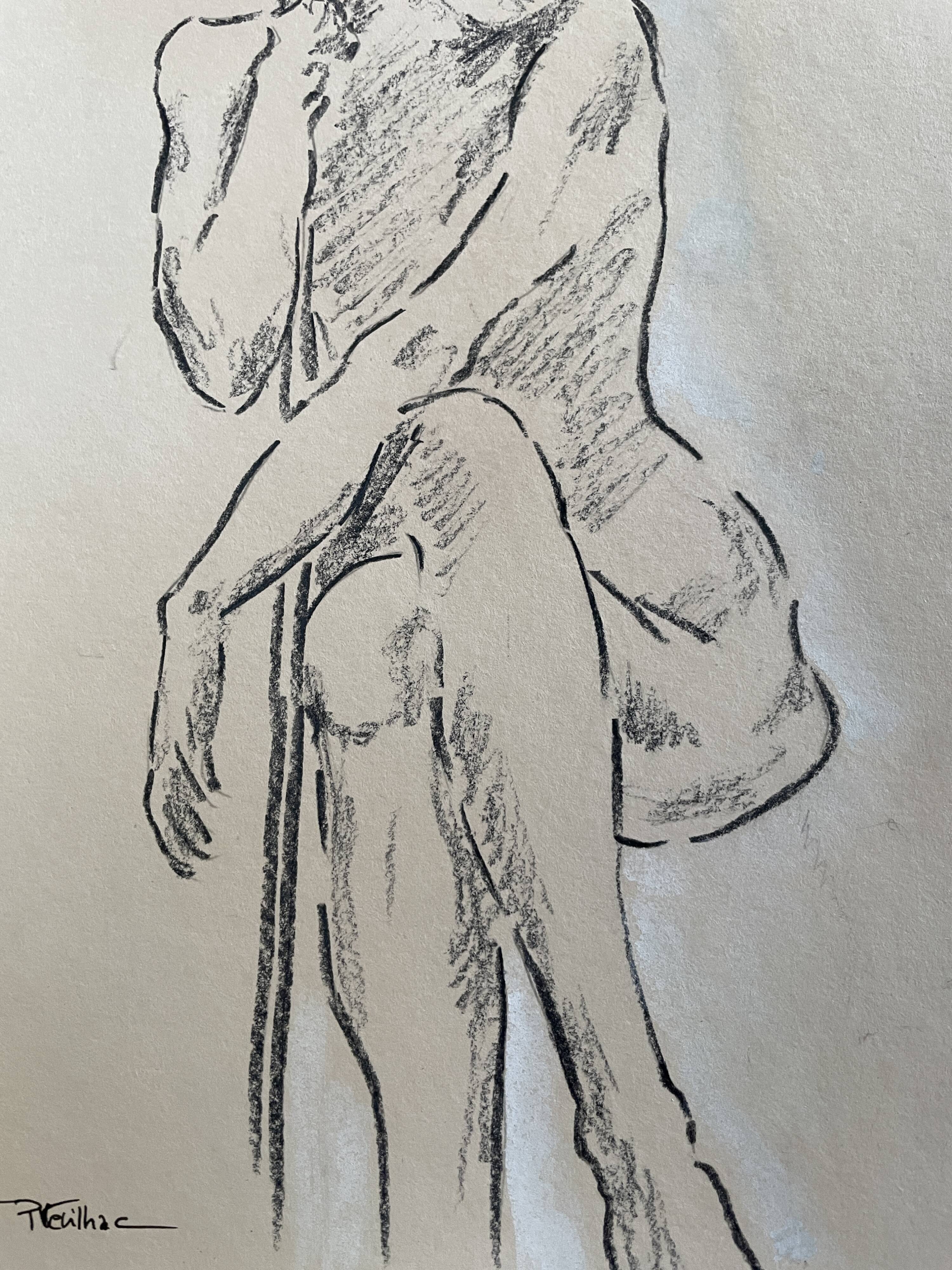 Tableau dessin Fusain signé « portrait de danseuse »
