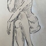 Charcoal drawing painting signed “portrait of a dancer”