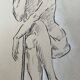 Tableau dessin Fusain signé « portrait de danseuse »