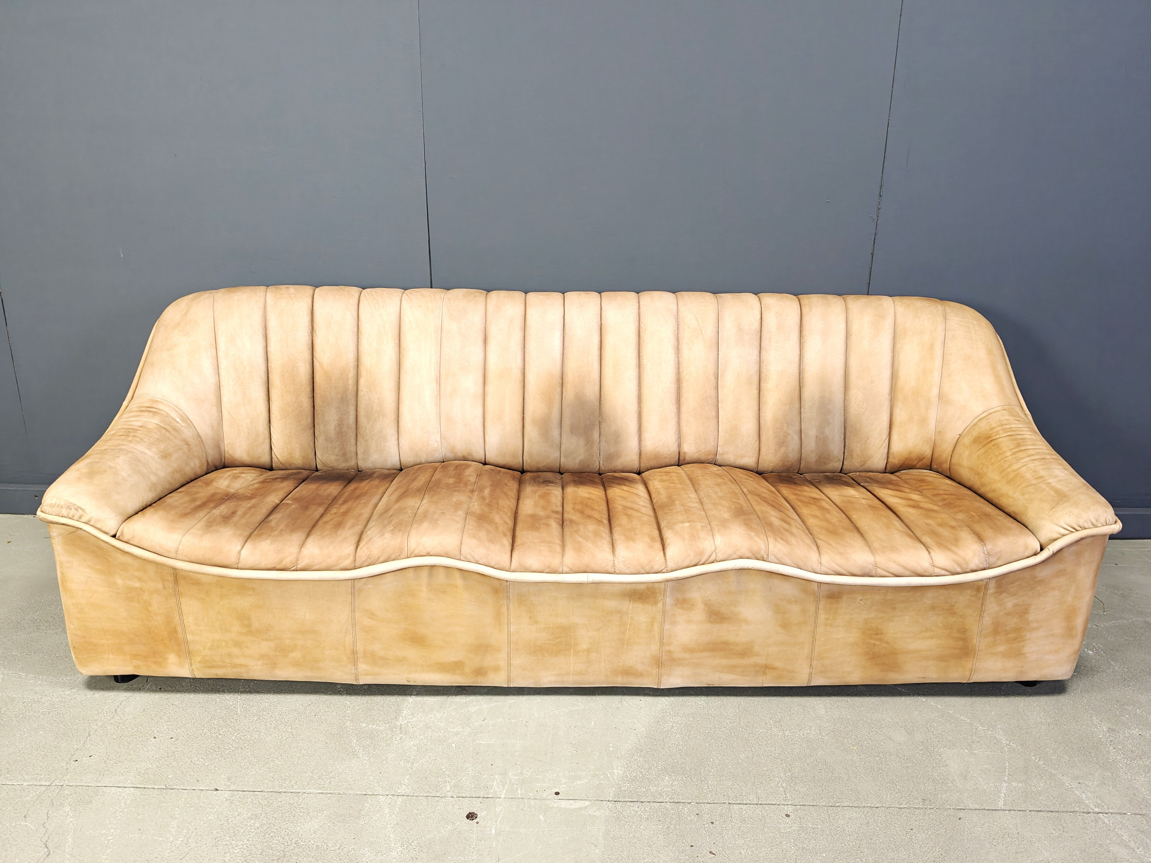 Vintage leather sofa set, 1960s