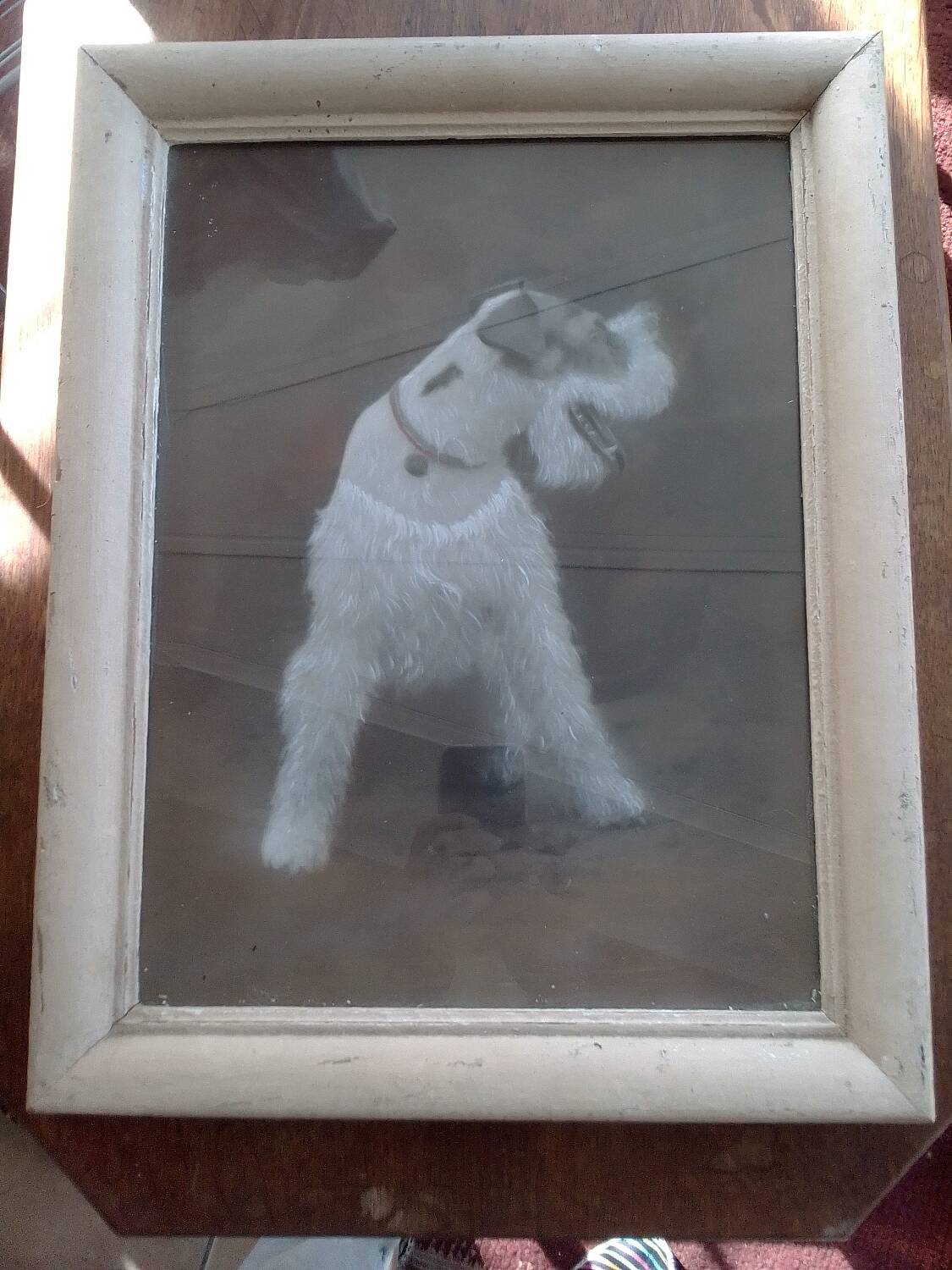 Fox terrier dog pastel painting