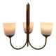 Scandinavian Modern Three-Light Pendant in Brass, Teak and Opaline Glass, 1960s