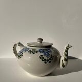Green and blue teapot floral motif Badonviller