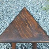 Pair of triangular turned wood stools or harnesses