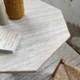 Octagonal travertine coffee table