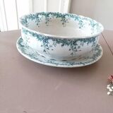 Salad bowl and rare serving dish in earthenware iron earth Saint Amand Hamage model Byzantium XIXth