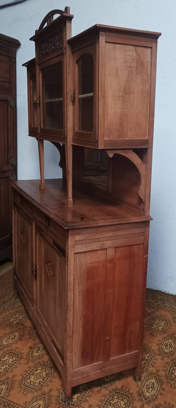 Art Nouveau Art Deco buffet in blonde walnut