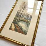 Aquarelle ancienne encadrée et signée, début 20eme