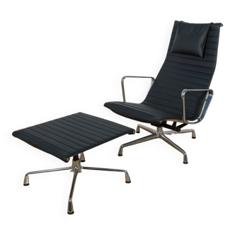 Eames Alu Group EA124 & EA125 Lounge Chair & Ottoman by Charles & Ray Eames for Vitra, 1980s.