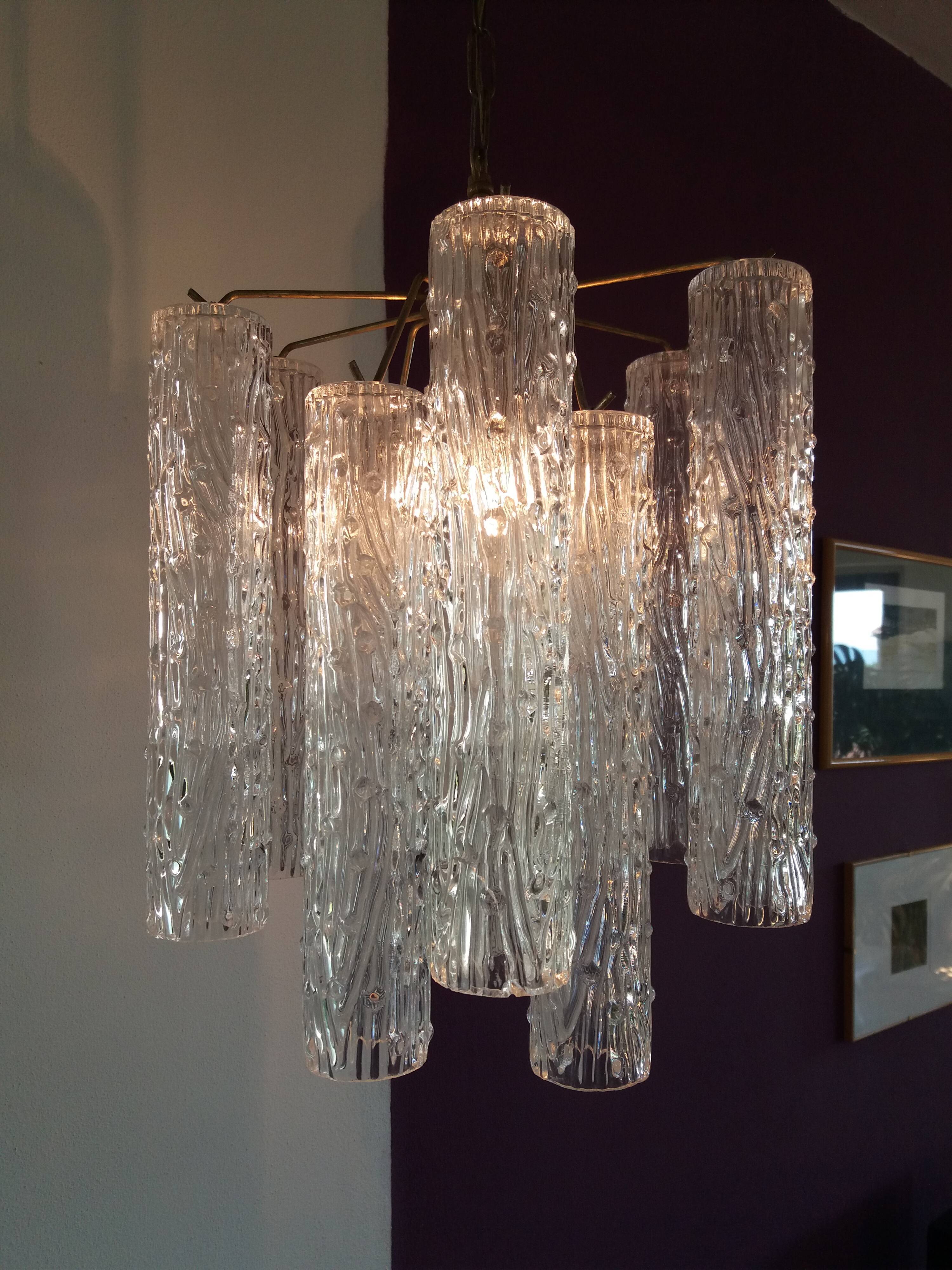 Murano glass chandelier "Tronchi" style 60's Venini style
