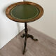 Antique wooden gueridon – green leather top with gold detailing – early 20th century