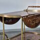 1970s drinks bar cart with side flaps in marquetry