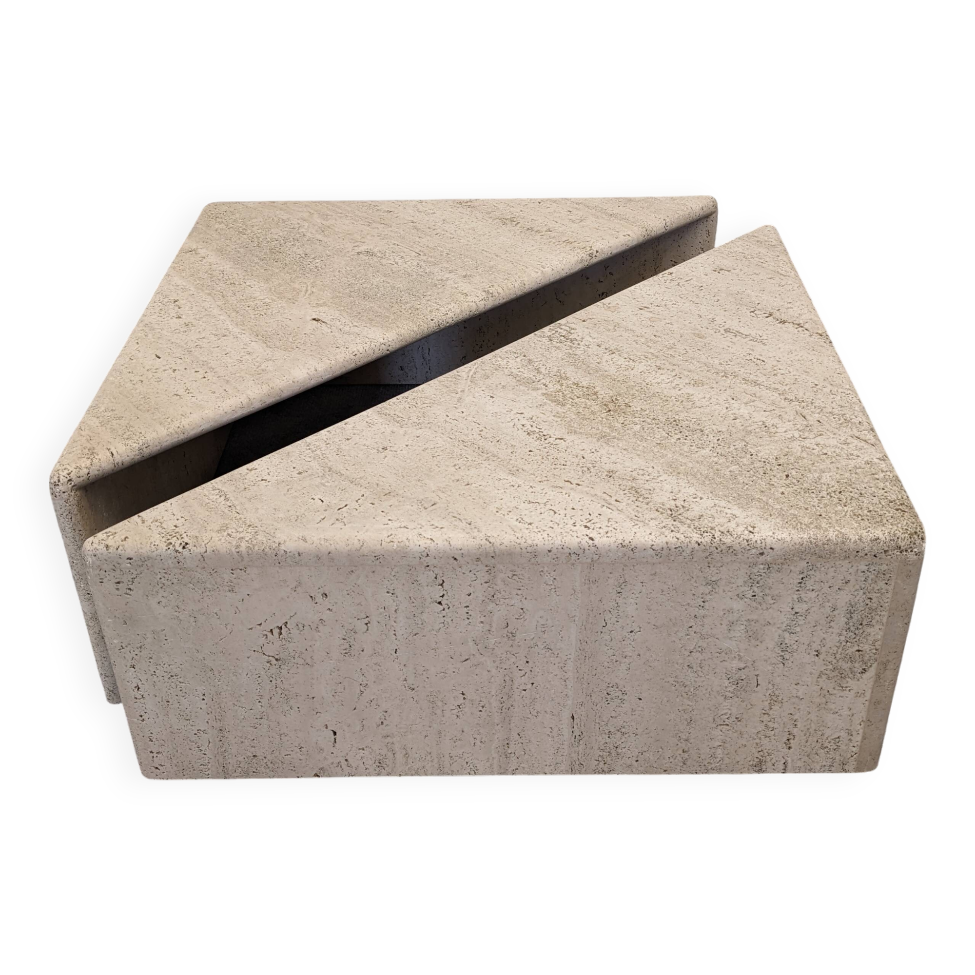 Pair of Italian travertine coffee tables by Up & Up circa 1970