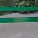 Large wooden and cast iron garden bench 224 cm
