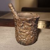 Patinated bronze spice mortar and pestle irregularly shaped - 1970s