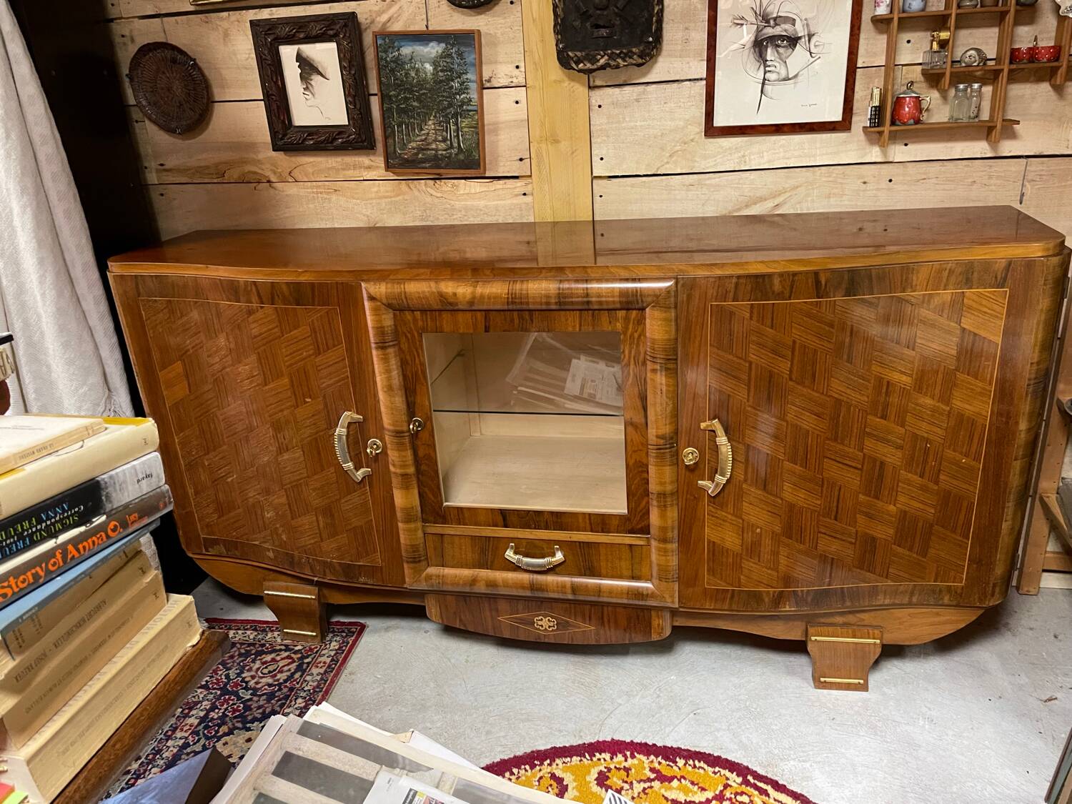 Art Deco sideboard buffet, walnut veneer, 30/40 mm thick