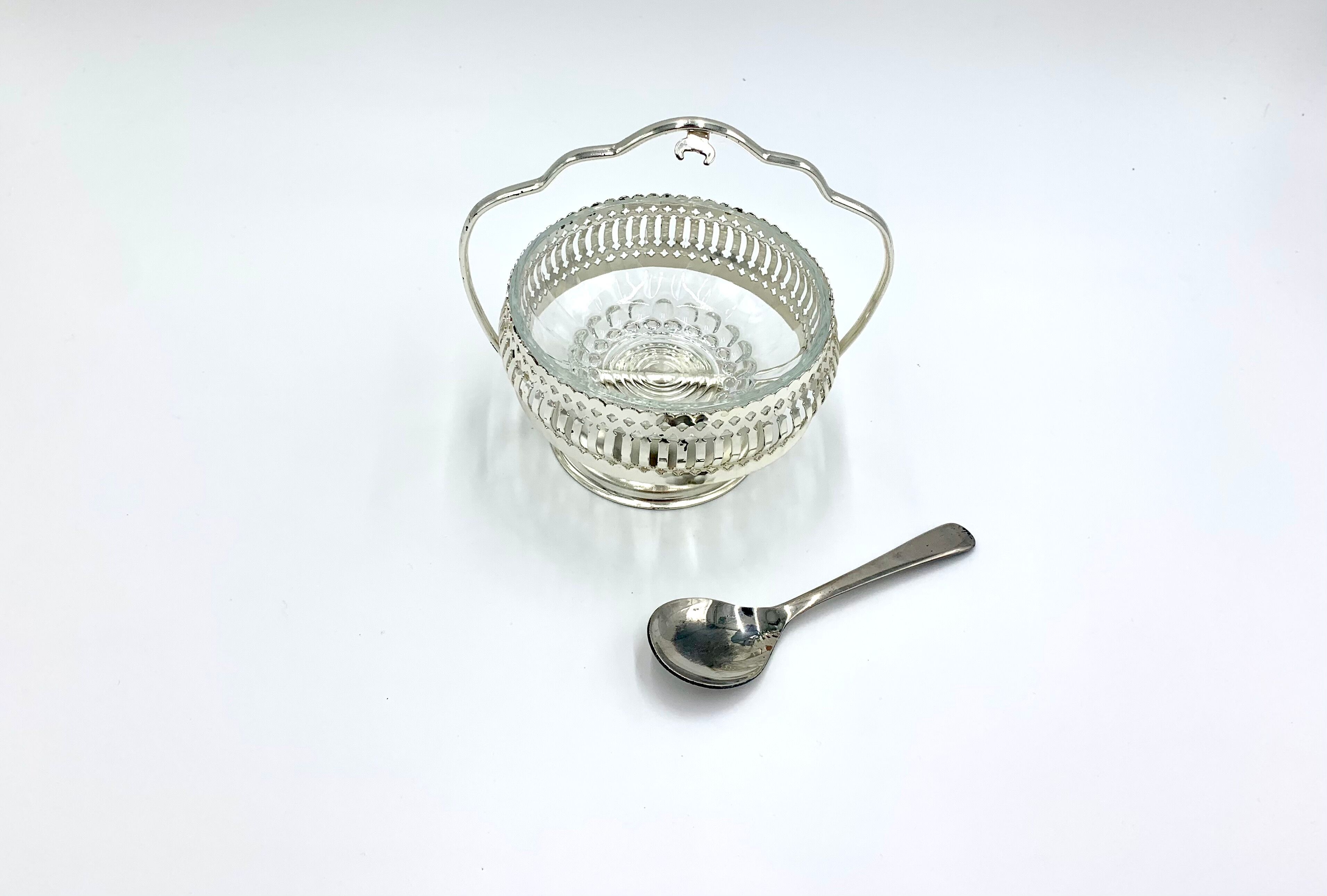 Bol à sucre plaqué avec cuillère