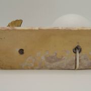 French Art Deco table lamp, bird motif, marble base, white glass globe 4477