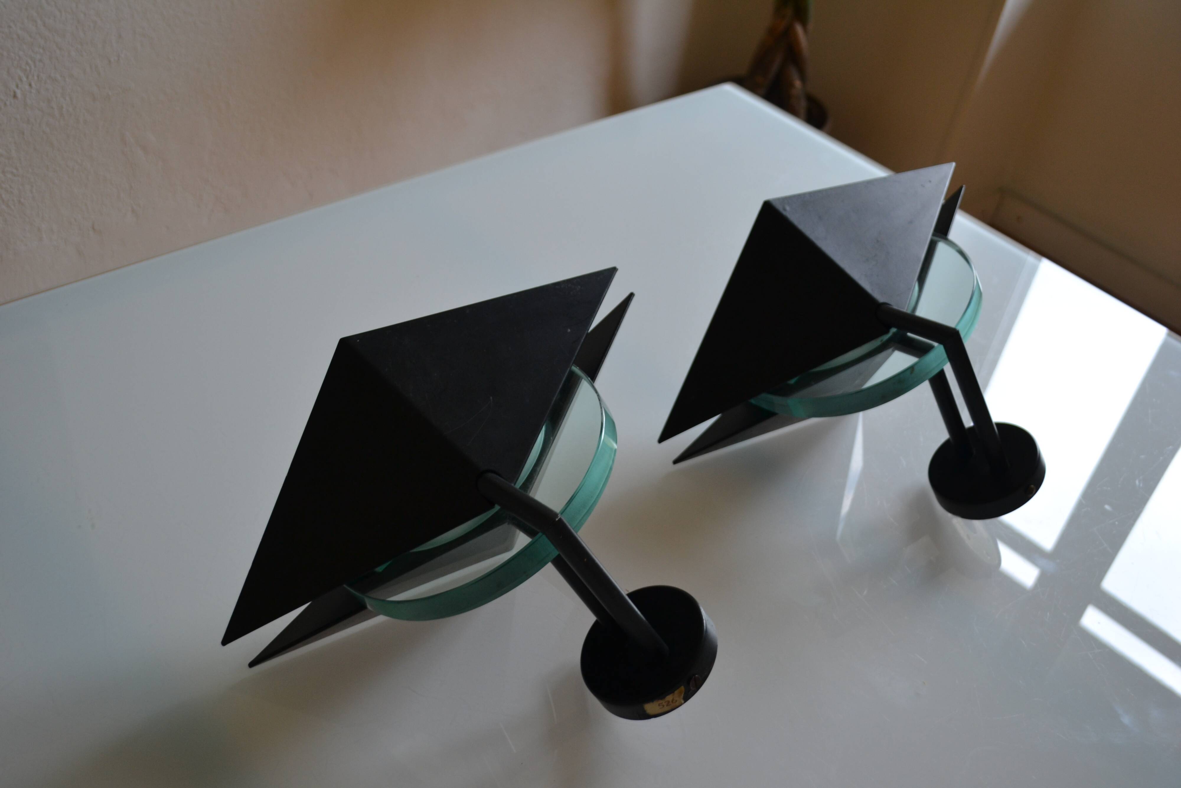 Pair of postmodernist wall sconces, 1980