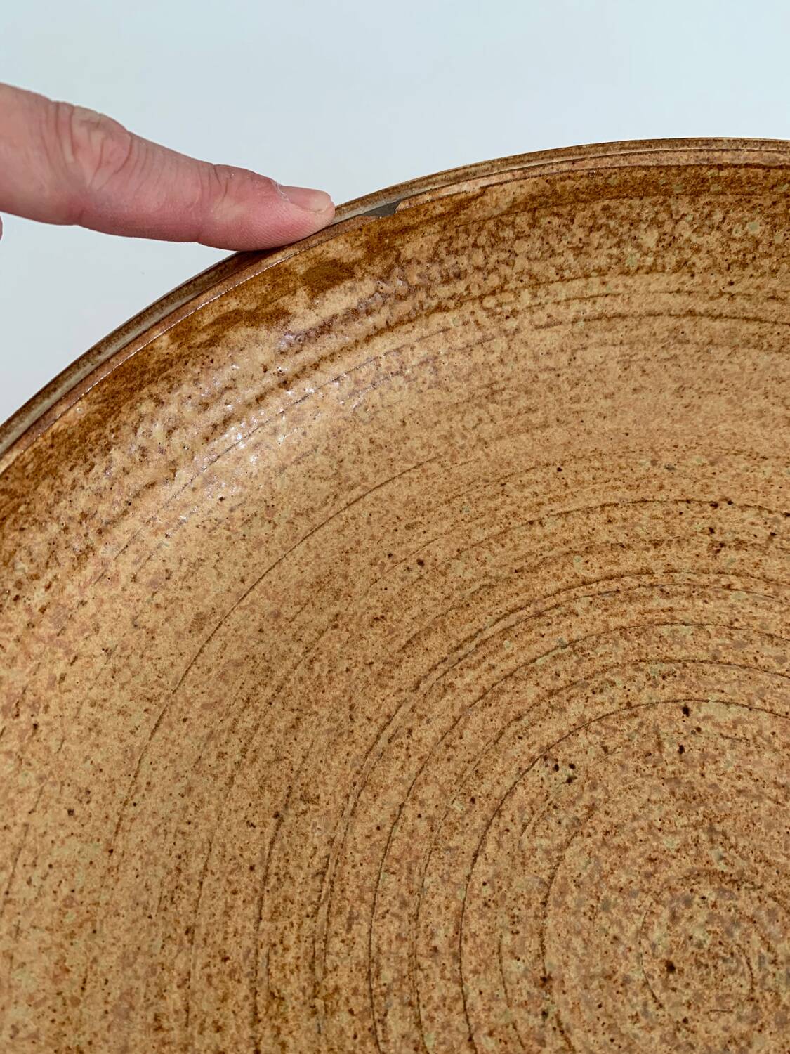 Large signed stoneware bowl.