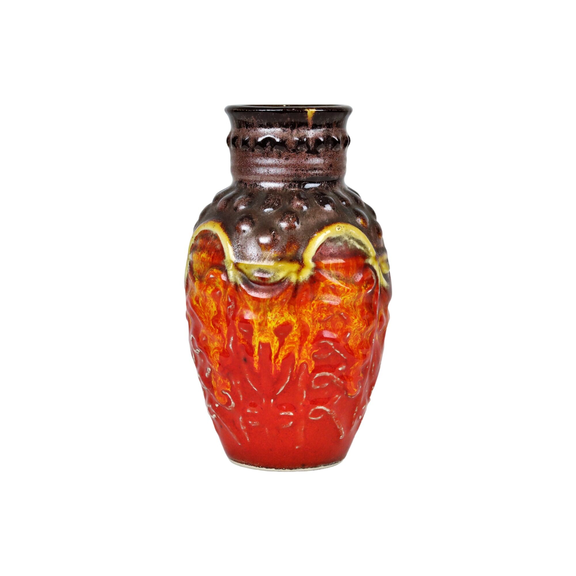 Flamed Fat Lava Vase West Germany Bay Red Orange 98-17