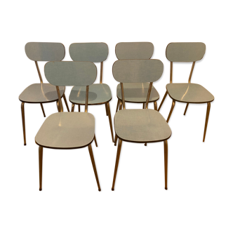 Lot of 6 chairs in blue formica