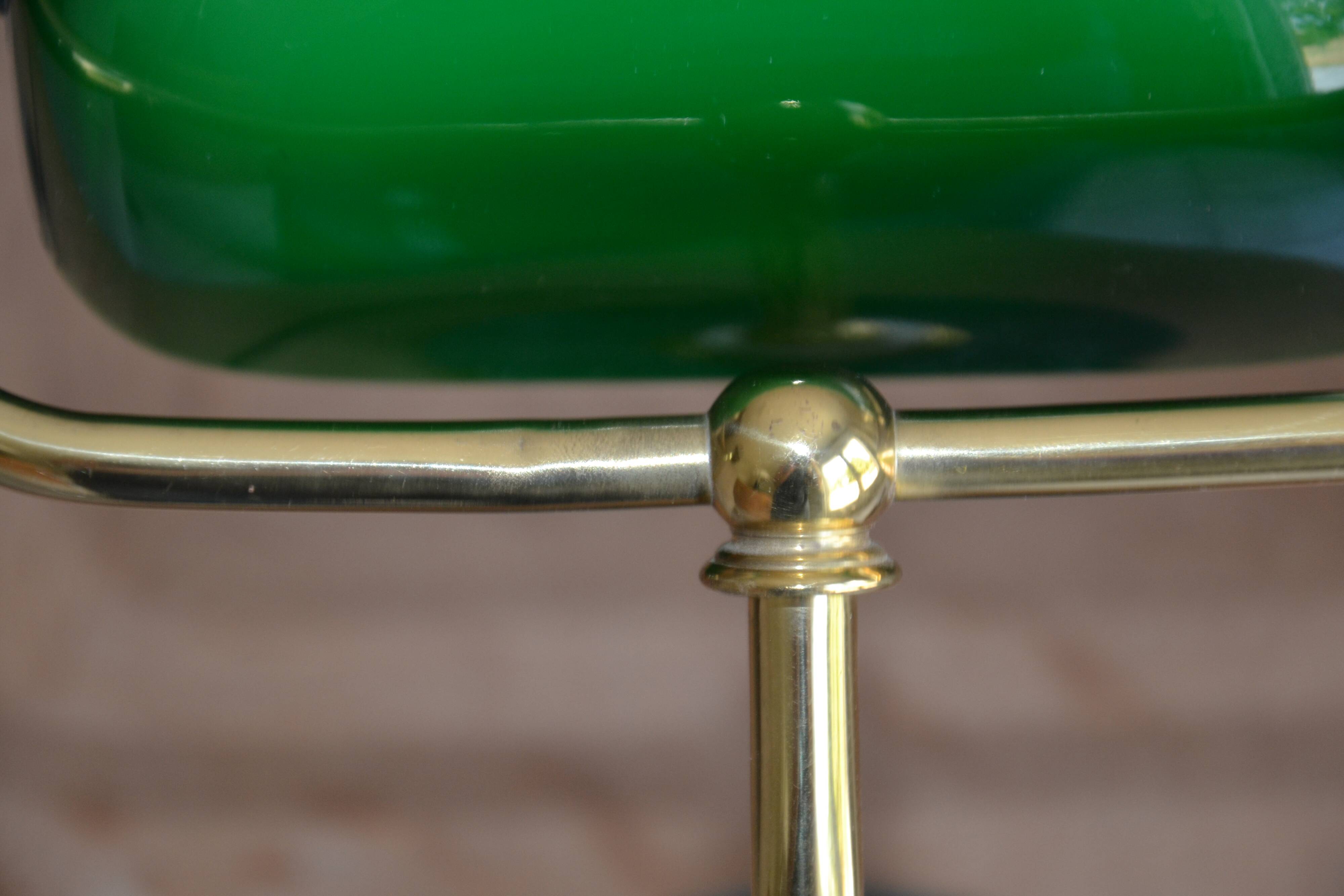 Lampe de banquier socle en marbre vert