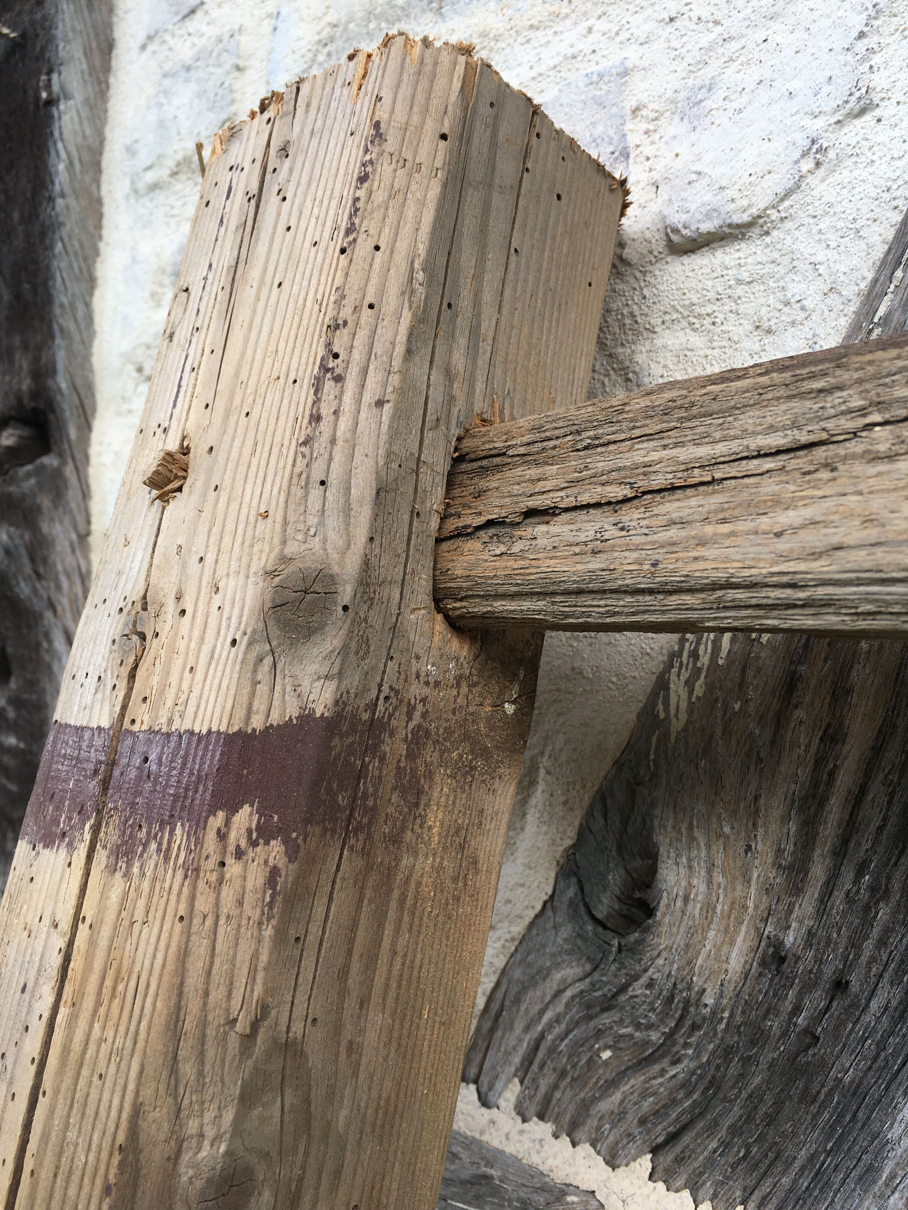 Raw wood farm ladder