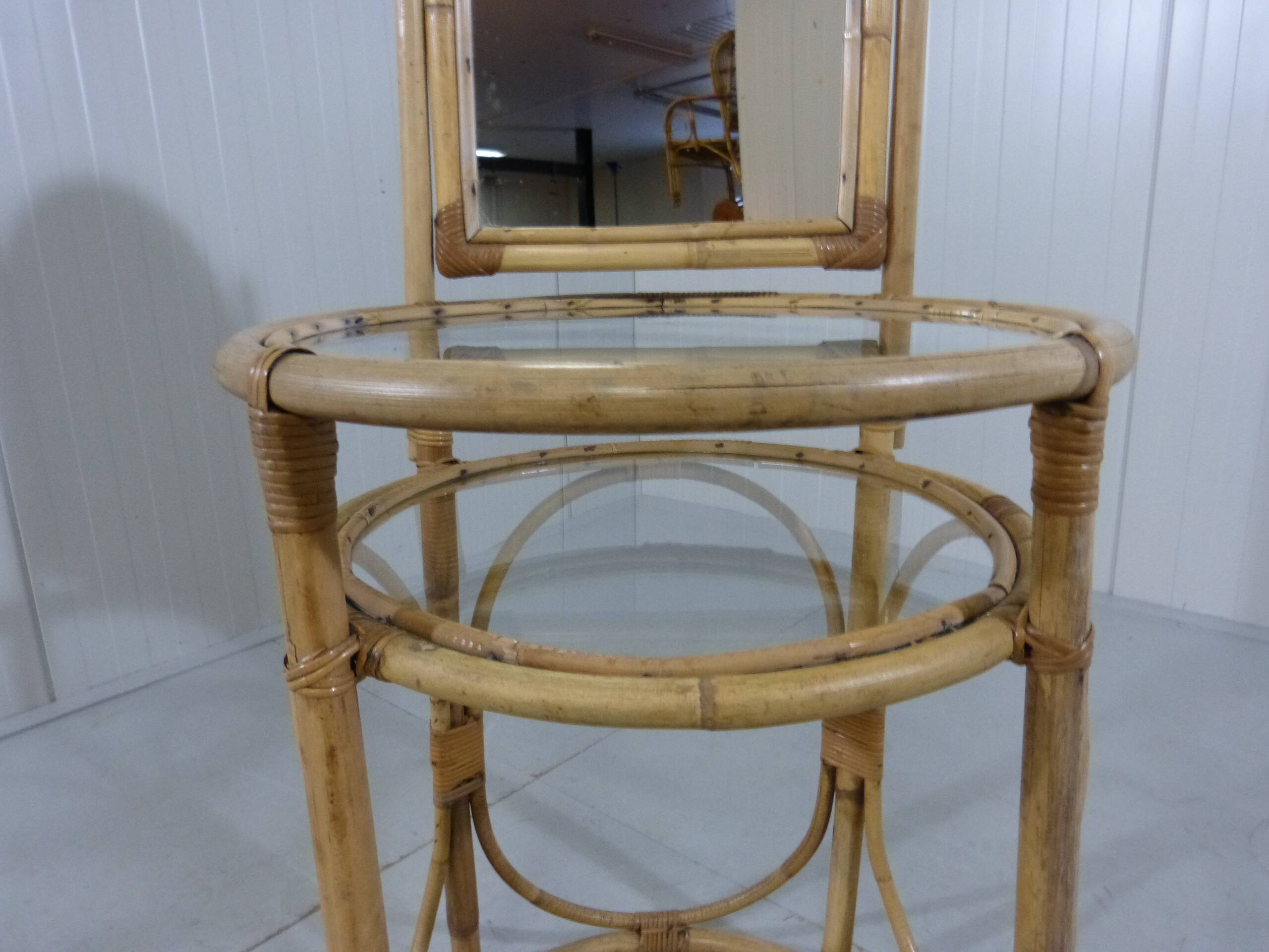 Vintage rattan dressing table 1970's