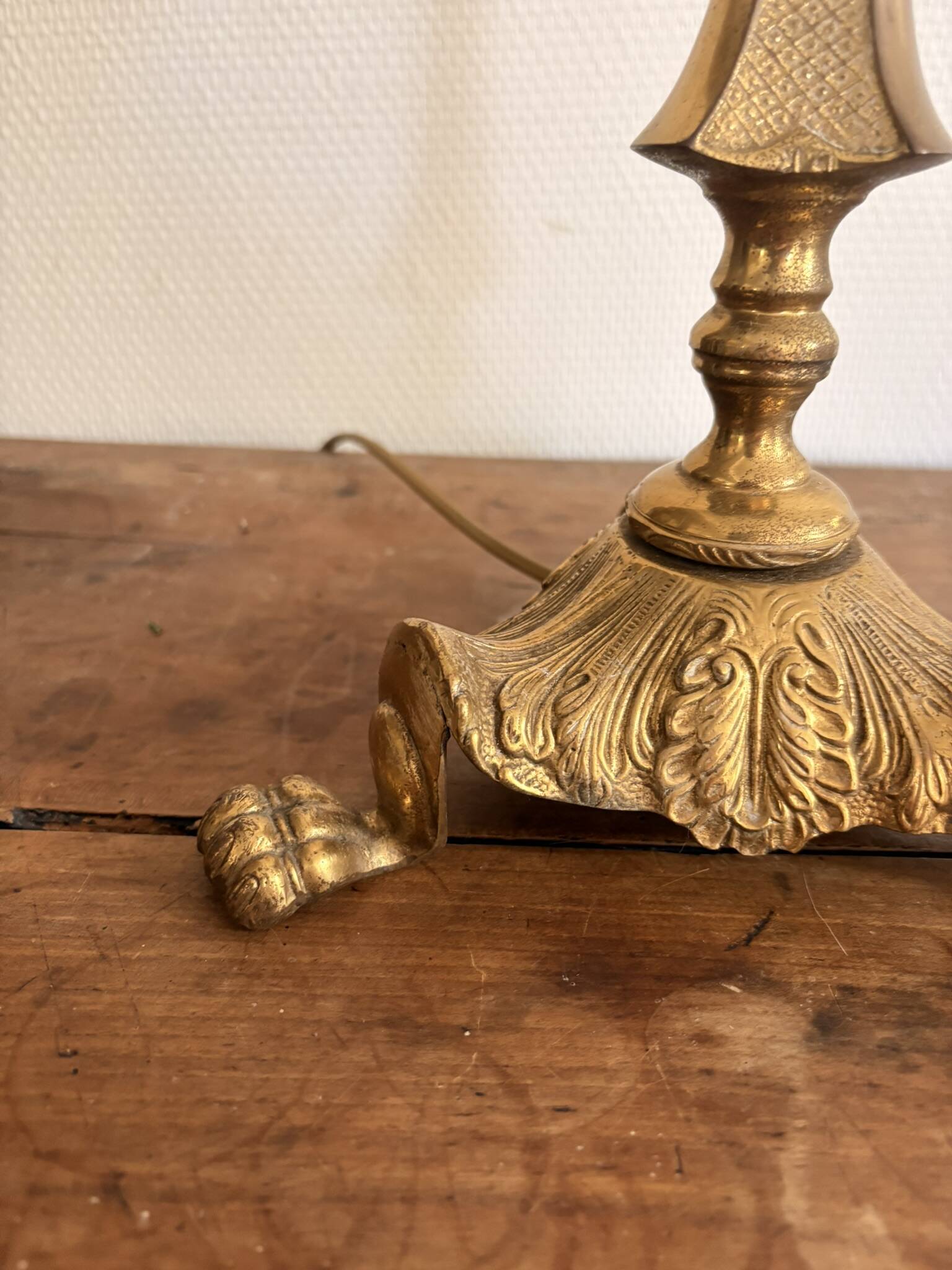 Brass Lamp Base Vintage Louis XV Empire Style Claw Feet