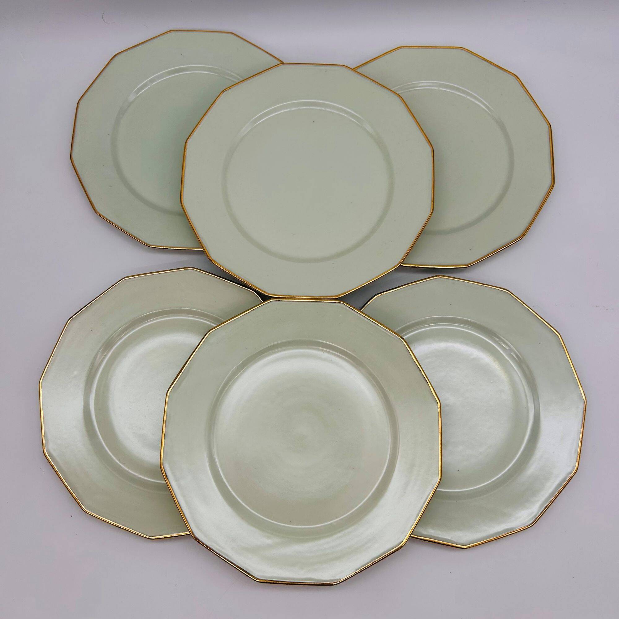 Limoges - M. Mandavy. 6 octagonal flat plates.