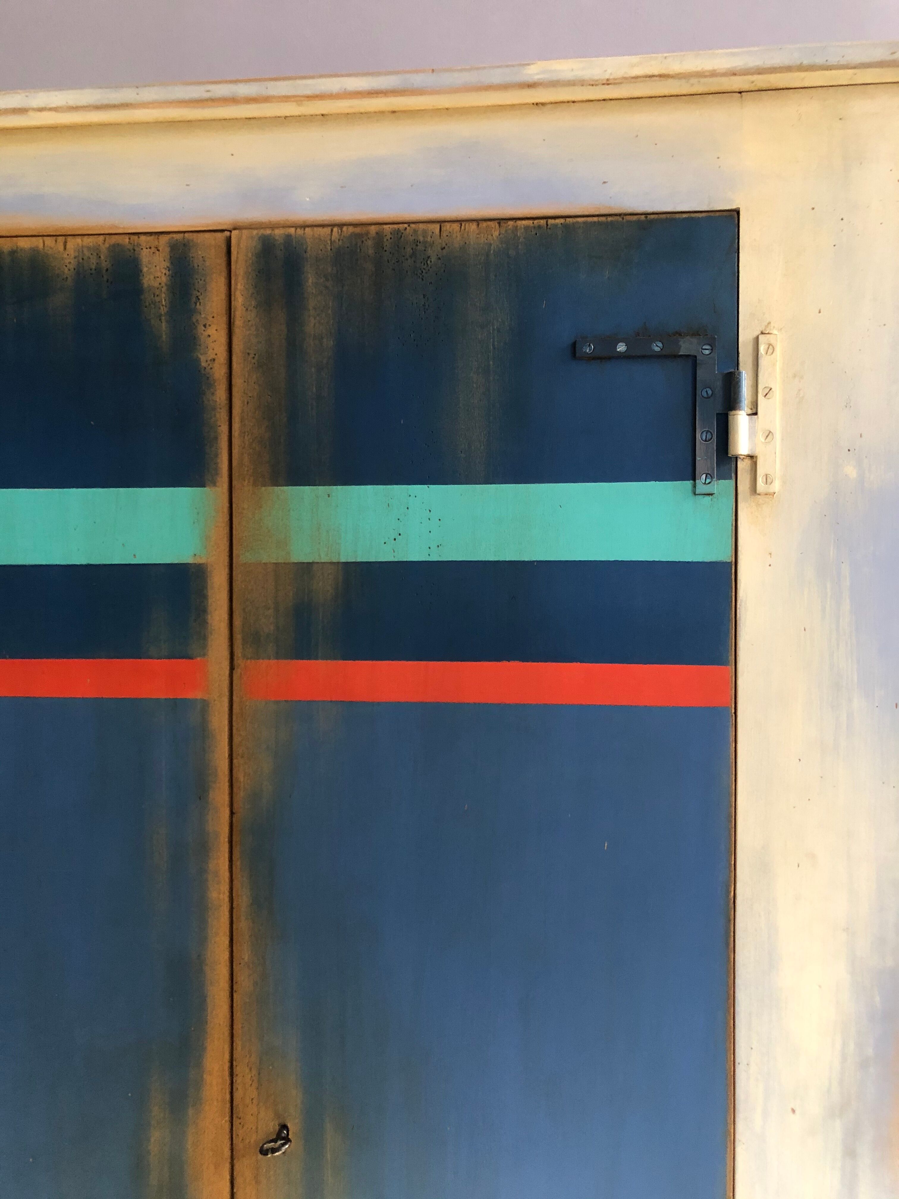 Painted wooden two-door wardrobe, Henri Quinta