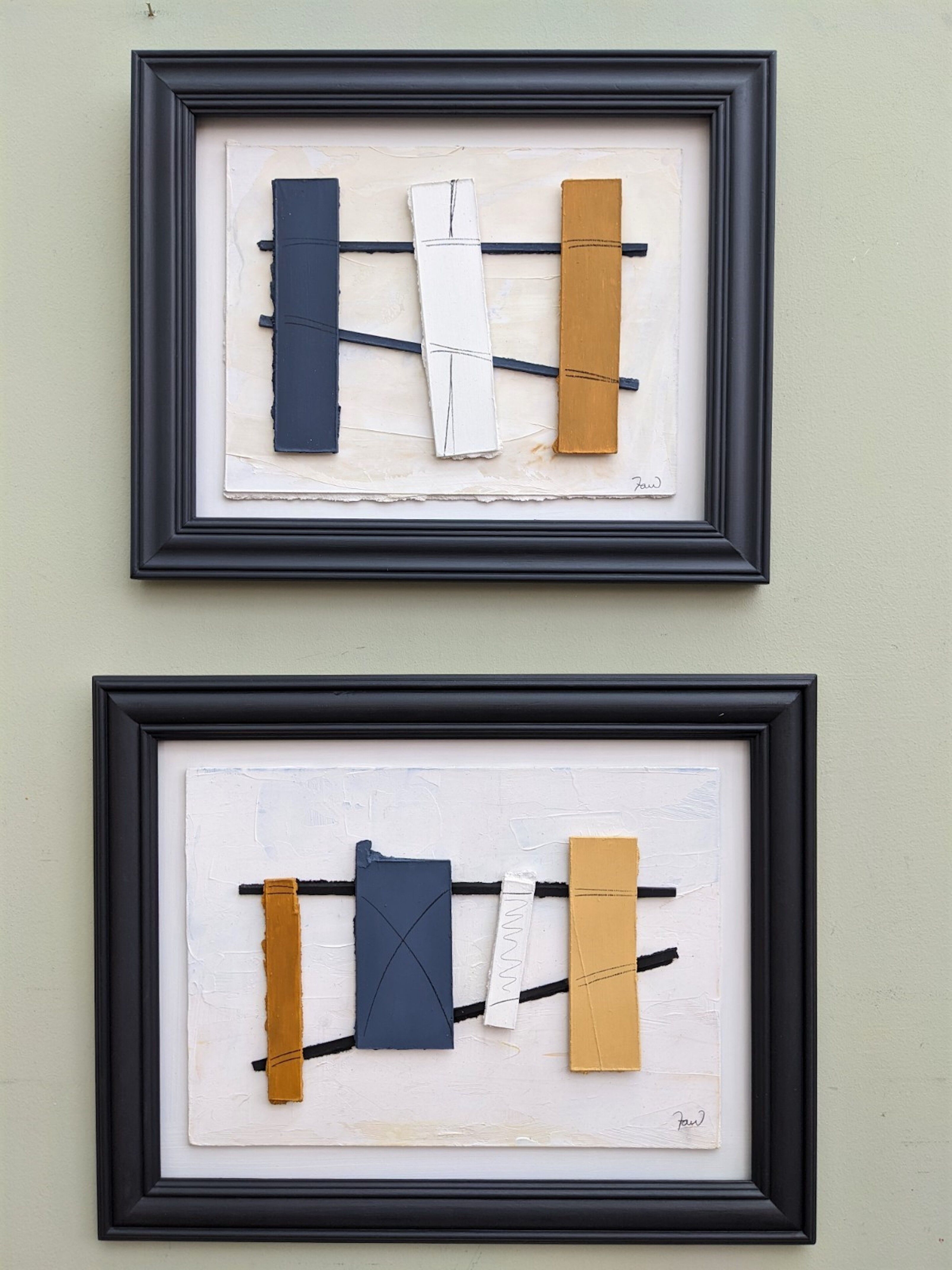 Contemporary "Construction 2" Constructivist Oil Relief Painting, Framed