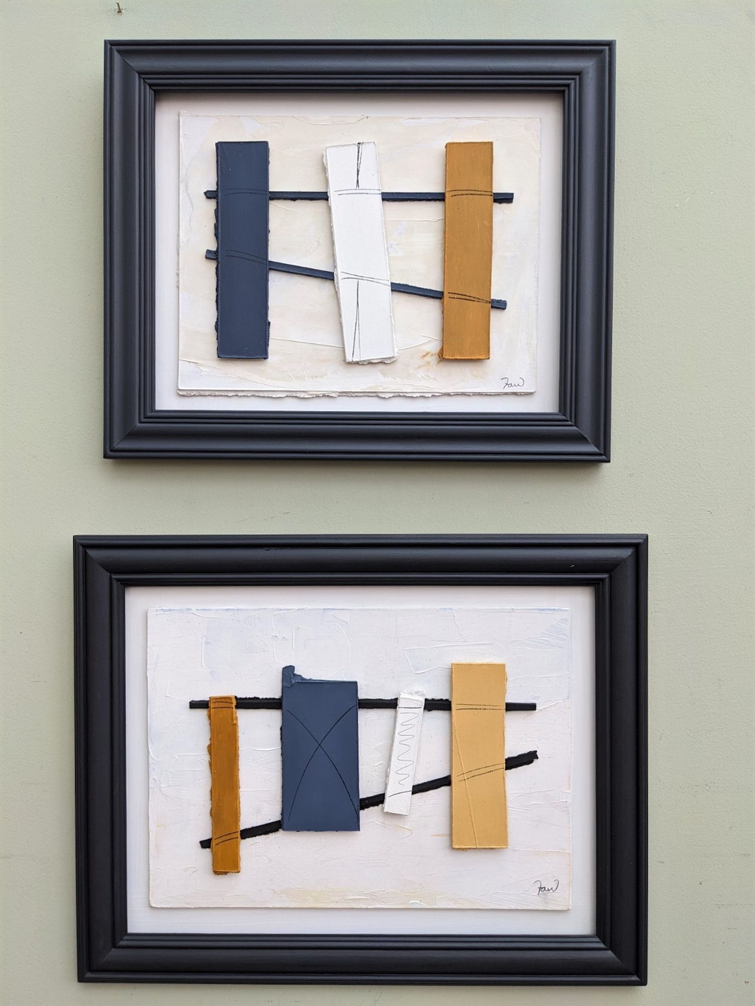 Contemporary "Construction 2" Constructivist Oil Relief Painting, Framed