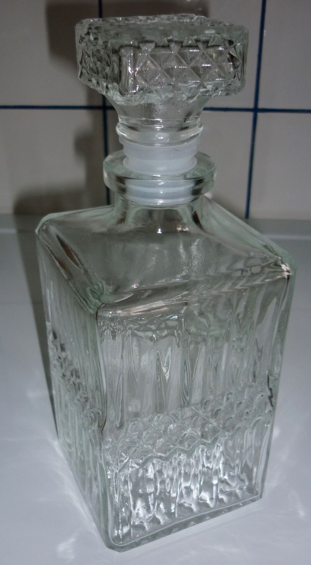 Square cap glass carafe