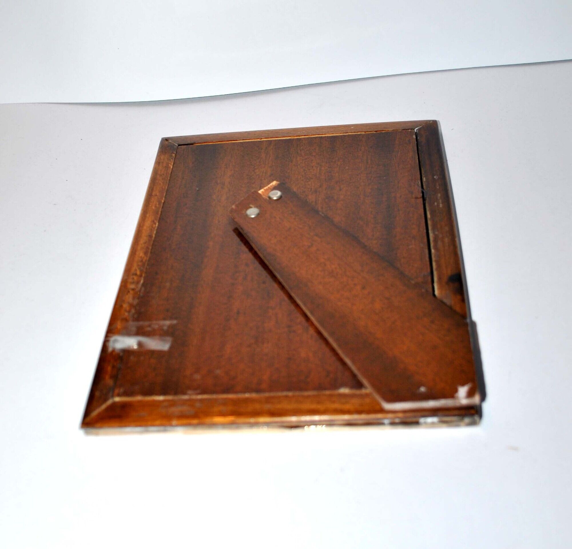 Old photo frame in wood and silver hallmark 800 - guilloche frame 16x20.5