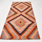 4x8 Multicolor Turkish Vintage Kilm,Bohemian Kilim Rug,125x253 Cm