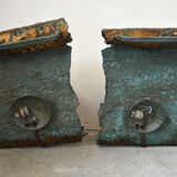 Pair of patinated wrought iron sconces