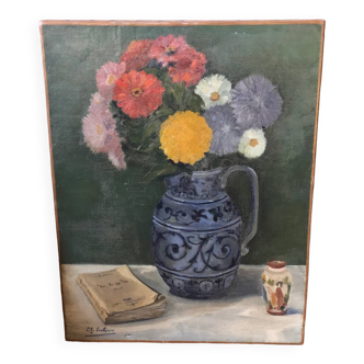 Old still life oil painting