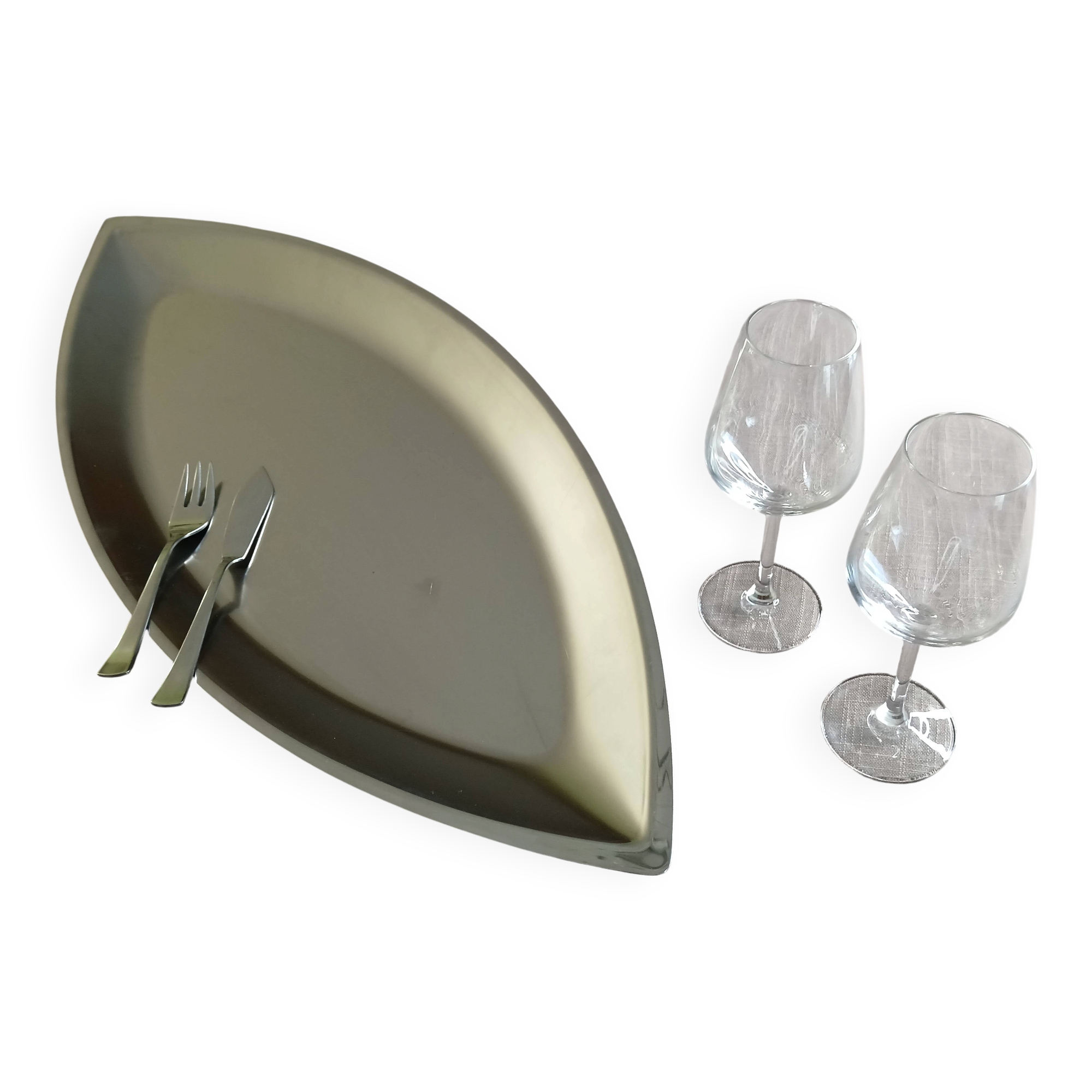 Fish service Guy Degrenne stainless steel 18-8 / dish 68 cm + cutlery