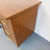 Vintage modernist desk in wood and black metal from the 60s