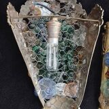 Murano wall sconces – coloured grape glass, bronze anemone